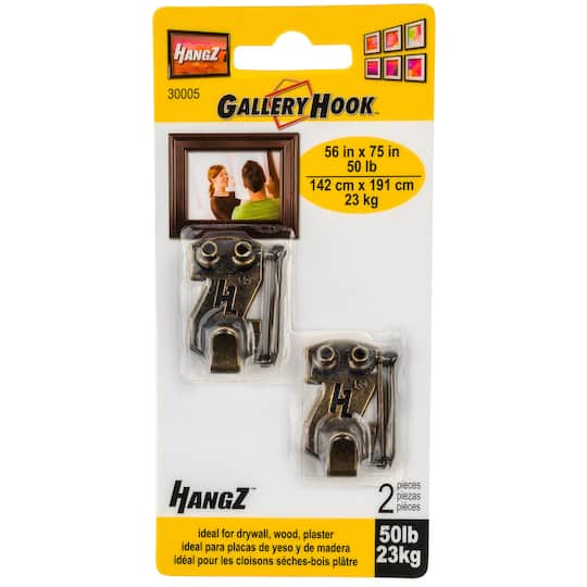 HangZ&#x2122; 50lb. Gallery Picture Hooks, 2ct.